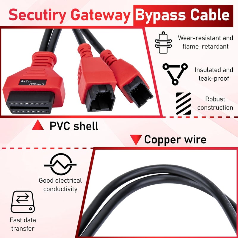 ecocstm 12+8 Pin Connector to OBD2 Adapter, Secutiry Gateway Bypass Cable, 12+8 Cable for Chrysler SGW Equipped FCA Vehicles for Diagnostic, Fit for Scanners MK808 MK808S MX808 MS906 Pro MS908S - Image 3
